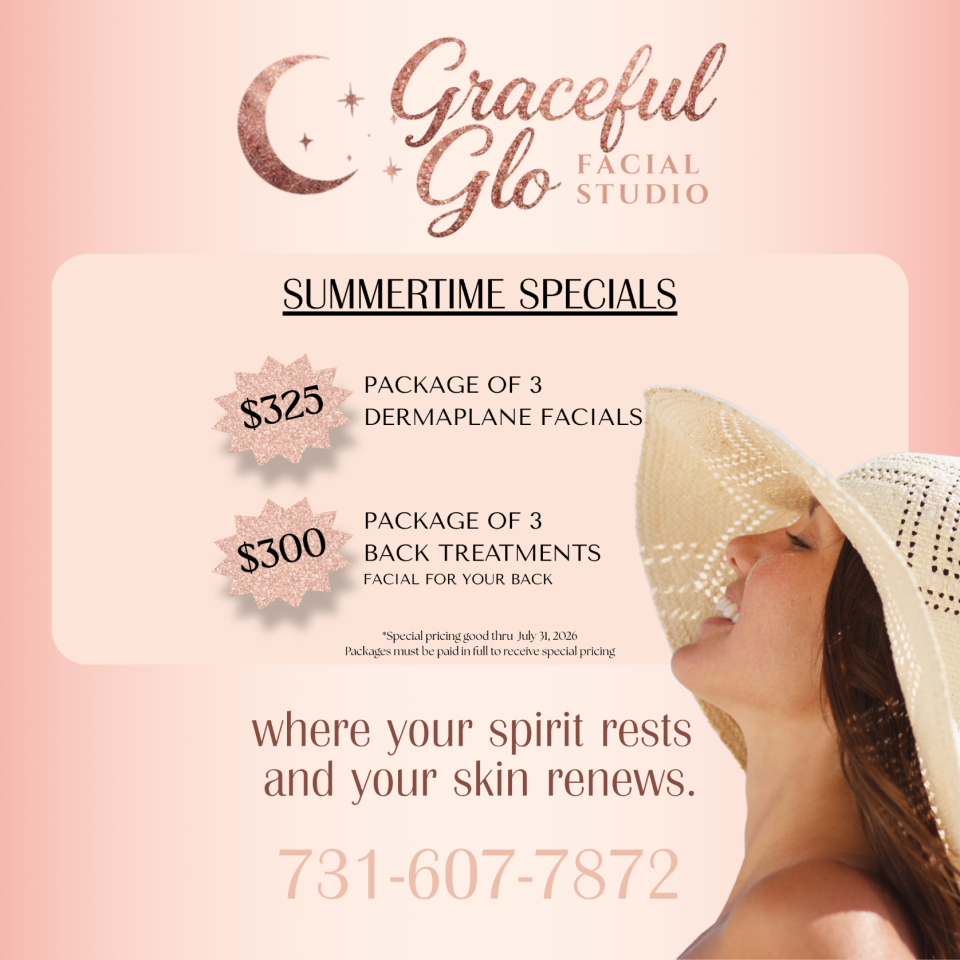 Graceful Glo Facial Studio - Summertime Specials - Savannah TN Graceful Glo Facial Studio - Savannah TN. Summertime Specials. Dermaplane & Back Facial Specials